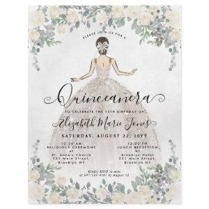 Cheap Floral Ivory White Glam Princess Quinceanera Flyer