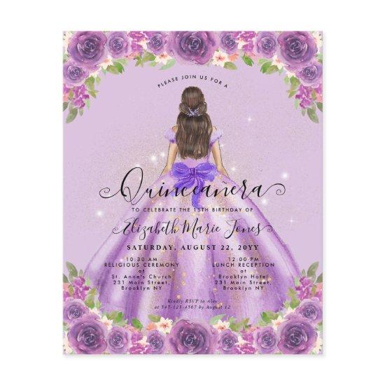 Cheap Floral Light Purple Princess Quinceanera Flyer