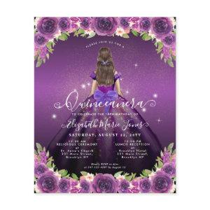 Cheap Floral Purple Gold Princess Quinceanera Flyer