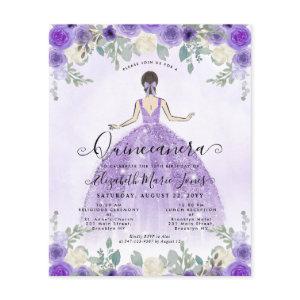 Cheap Floral Purple Princess Birthday Quinceanera Flyer