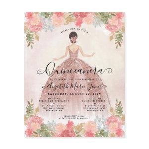 Cheap Floral Rose Gold Pink Princess Quinceanera Flyer