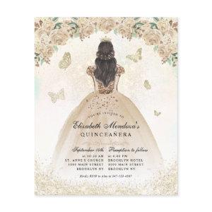 Cheap Gold Glitter Floral Princess Quinceañera Flyer