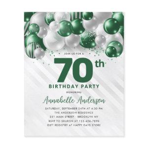 Cheap Green Silver Balloon Glitter 70th Birthday Flyer