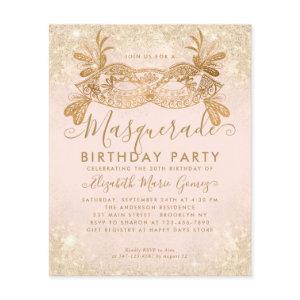 Cheap Masquerade Blush Pink Gold Glitter Birthday Flyer