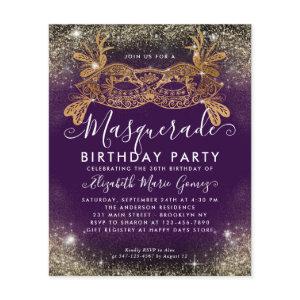 Cheap Masquerade Purple Gold Glam Glitter Birthday Flyer