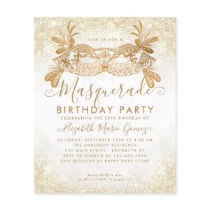 Cheap Masquerade White Gold Glitter Dust Birthday Flyer