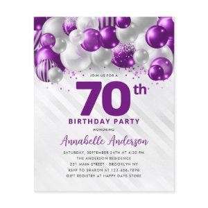 Cheap Purple Silver Balloon Glitter 70th Birthday Flyer