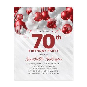 Cheap Red Silver Balloon Glitter 70th Birthday Flyer