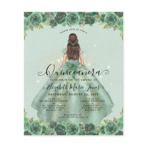 Cheap Sage Green Gold Floral Princess Quinceanera Flyer