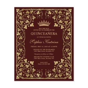 Cheap Vintage Burgundy Red Gold Tiara Quinceanera Flyer