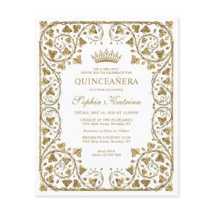 Cheap White Floral Vintage Gold Tiara Quinceanera Flyer