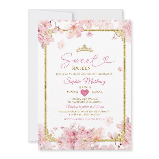 Cherry Blossom Floral Sweet 16th Girl Birthday