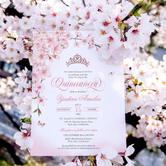 Cherry Blossom Rose Gold Tiara Pink Quinceañera
