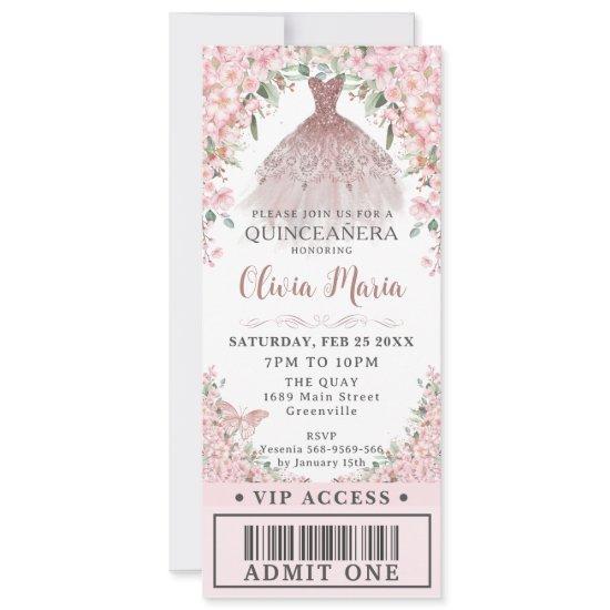 Cherry Blossoms Blush Dress Quinceañera VIP Ticket