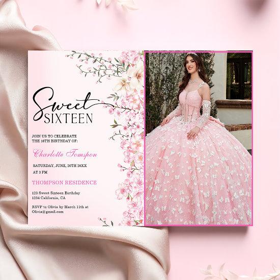 Cherry Blossoms Floral Sweet Sixteen Birthday