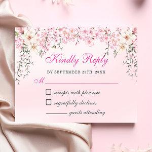 Cherry Blossoms Floral Sweet Sixteen Birthday RSVP Card
