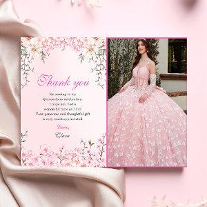 Cherry Blossoms Floral Sweet Sixteen Birthday Thank You Card