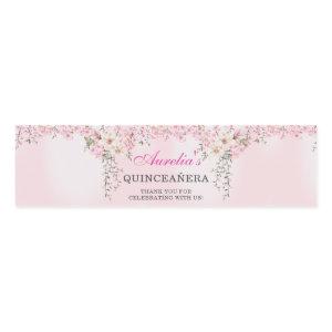 Cherry Blossoms Floral Sweet Sixteen Birthday Water Bottle Label