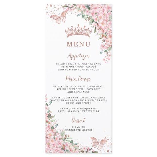 Cherry Blossoms Rose Gold Butterflies Slim Menu