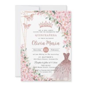 Cherry Blossoms Rose Gold Dress Gown Quinceañera