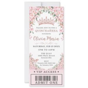 Cherry Blossoms Rose Gold Quinceañera VIP Ticket