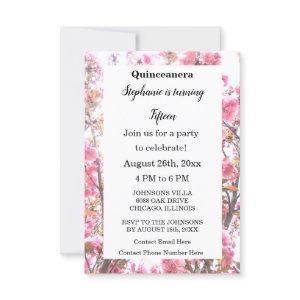 Cherry Pink Floral Quinceanera Fifteenth Birthday