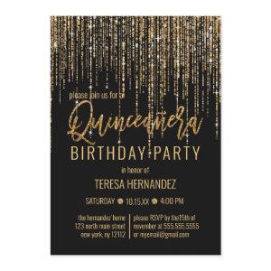 Chic Black Gold Glitter Fringe Curtain Quinceañera