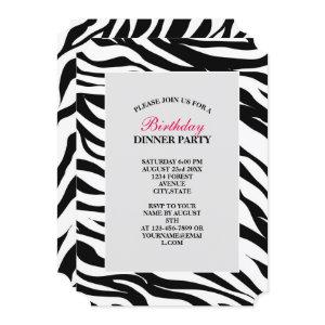 Chic black white zebra print safari birthday party