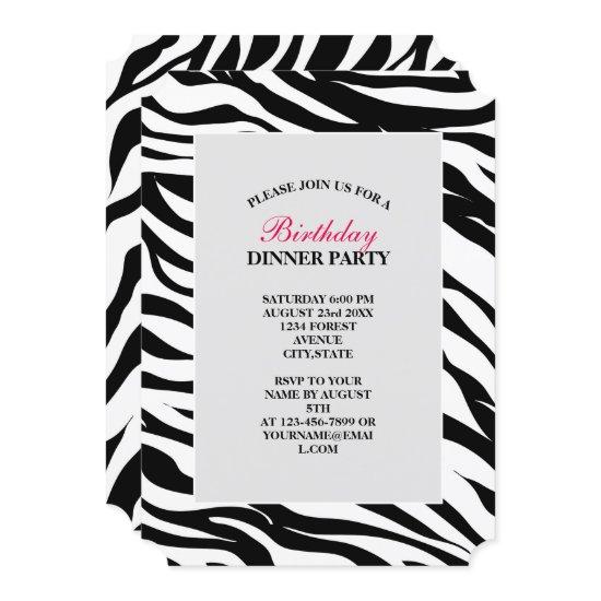 Chic black white zebra print safari birthday party