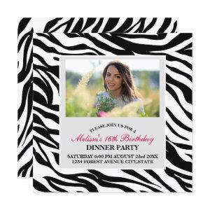 Chic black white zebra print safari birthday party