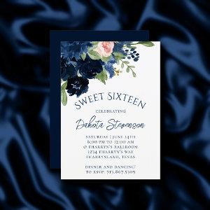 Chic Blooms | Navy Blue and Blush Pink Rose Floral