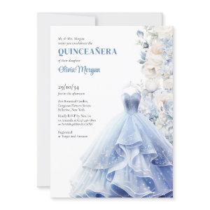 Chic blue opulent dress watercolor flowers peonies