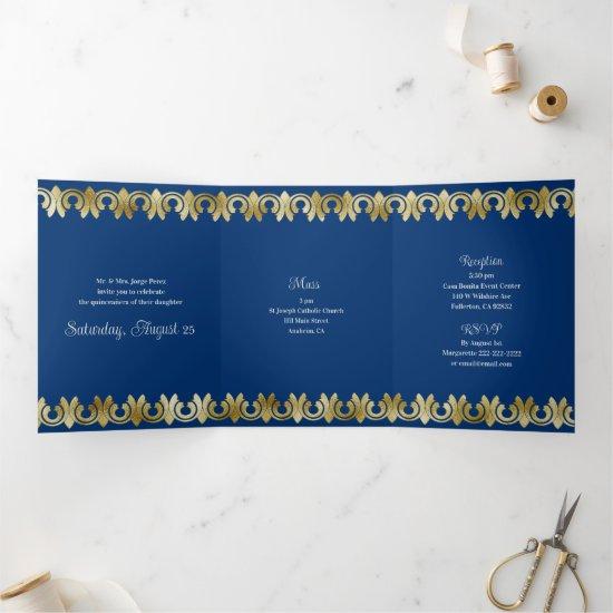 Chic Blue with Gold Quinceanera Party