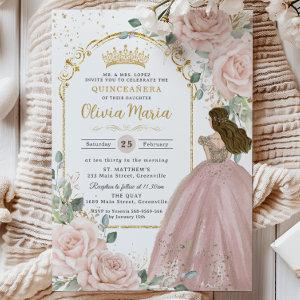 Chic Blush Pink Roses Floral Princess Quinceañera