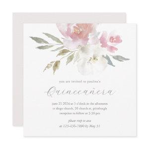 Chic Blush Watercolor Floral Quinceanera Photo