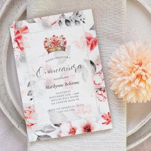 Chic Boho Red Floral Quinceañera