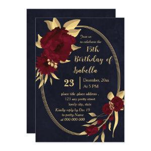 Chic burgundy and gold navy birthday party