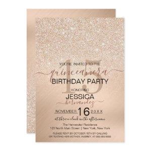 Chic Champagne Gold Glitter Metallic Quinceañera