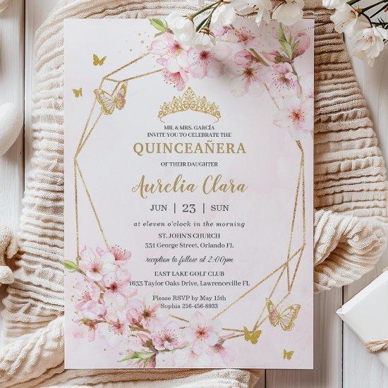 Chic Cherry Blossoms Floral Quinceañera Sweet 16