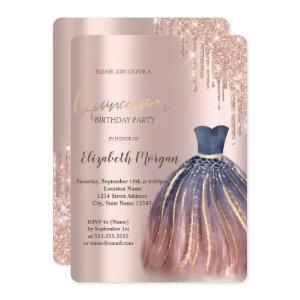 Chic Colorful Dress, Rose Gold Drips Quinceanera