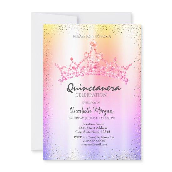 Chic Confetti Crown Ombre Metallic Quinceañera