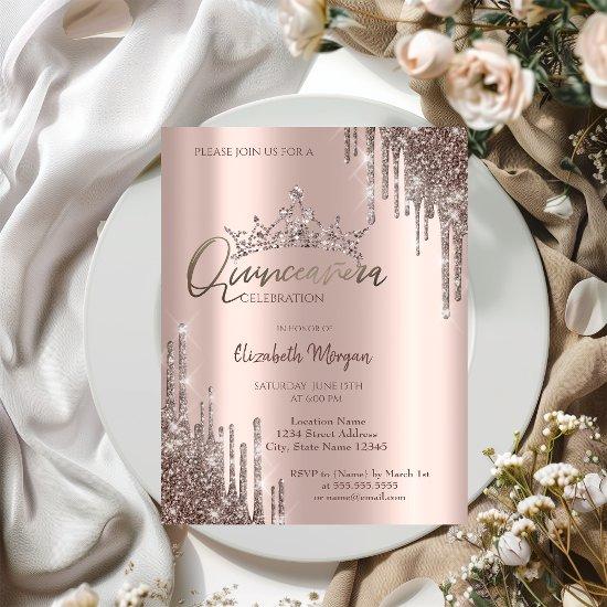 Chic Cool Glitter Crown Drop Quinceañera