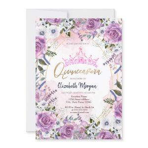 Chic Crown Violet Flowers Quinceanera