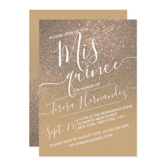 Chic Dark Gold Sparkly Glitter Ombre Quinceañera