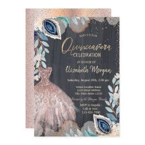 Chic Dress,Flowers, Rose Gold Quinceanera