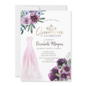 Chic Dress,Purple Flowers Quinceañera
