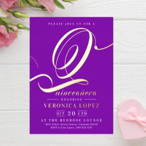 Chic Elegant Bright Purple 15th Quinceañera Party Foil