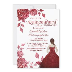 Chic elegant romantic red roses  Quinceañera