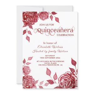 Chic elegant romantic red roses  Quinceañera