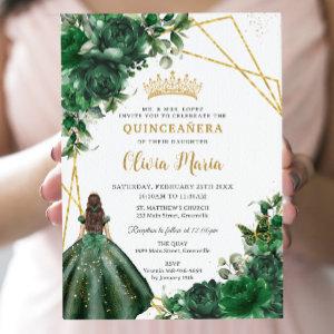Chic Emerald Green Flowers Floral Quinceañera